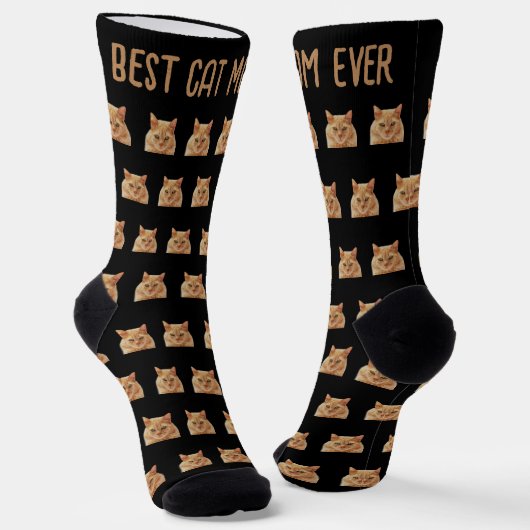 Pet Head Best Cat Mom Ever Photo Pattern Black Socken (Gewinkelt)