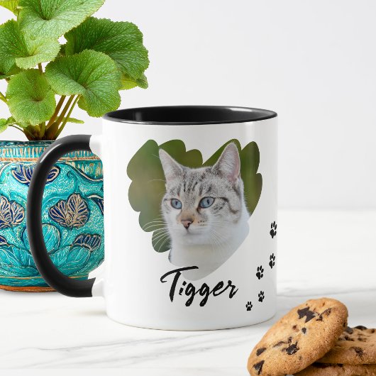 Pet Heart Shape Photo Paw Prints Tasse