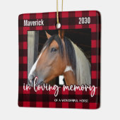 Pet Horse Memorial Red Kariert Love Memory Foto Keramikornament (Links)