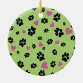 Pet-Hund Cartoon Custom Foto Paw druckt Green Keramik Ornament (Hinten)