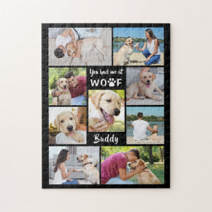 Pet Hund Foto Collage Sie hatten mich bei WOOF Hun Puzzle