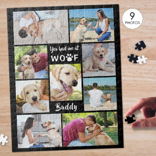 Pet Hund Foto Collage Sie hatten mich bei WOOF Hun Puzzle