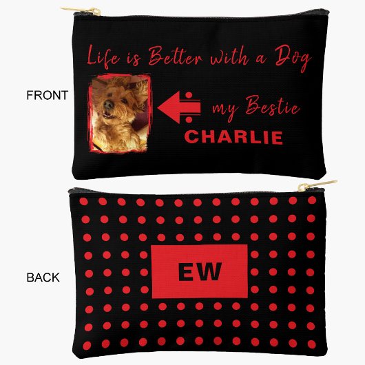 Pet-Hund Foto-Initialen schwarz Zubehörtasche