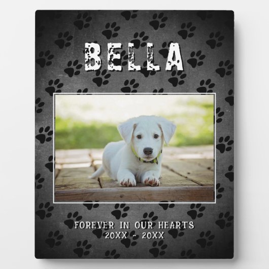Pet Hund Memorial Paw druckt Chalkboard-Foto Fotoplatte (Vorderseite)
