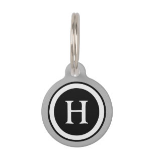 Pet ID Tag - C - Grau und Schwarz Monogramm Haustiermarke