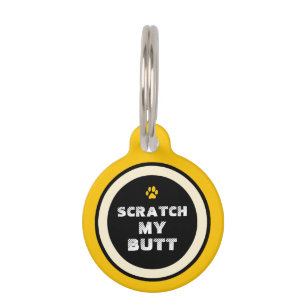 Pet ID Tag - Gelb & Schwarz - Scratch Mein Hintern Tiernamensmarke