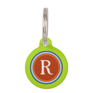 Pet ID Tag - Grün blau und rot mit Monogramm Tiernamensmarke
