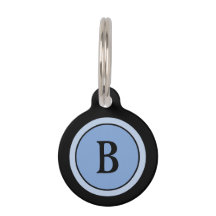 Pet-ID-Tag - Schwarz-Blau-Monogramm