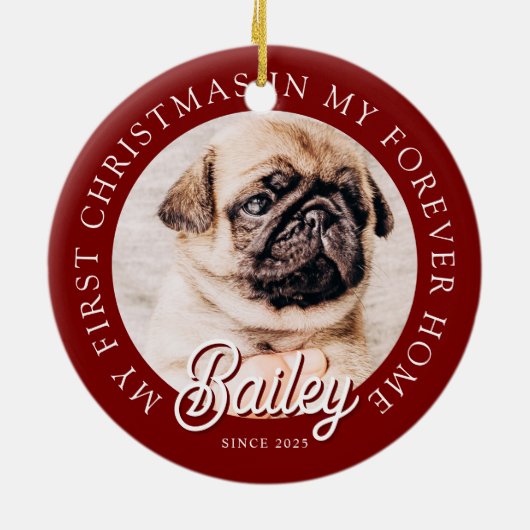 Pet ist mein erstes Weihnachten in ewig Zuhause Mo Keramik Ornament (Hinten)