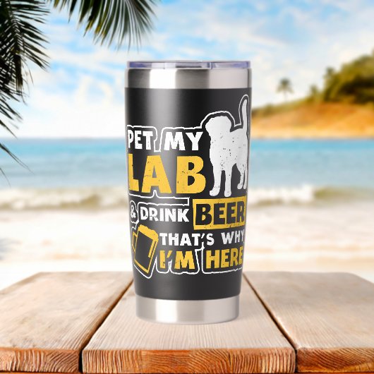 Pet Lab Trinke Bier Design Black Labrador Thermobecher (Strand (gedreht))