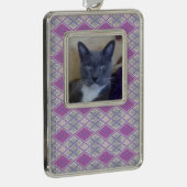 PET LIEBE Gerahmt Vert Ornament / Lilac Raute Stri Rahmen-Ornament Silber (Rechts)