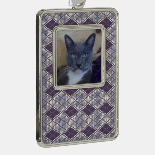 PET LIEBE Gerahmt Vert Ornament / Raute  Strick Rahmen-Ornament Silber (Rechts)