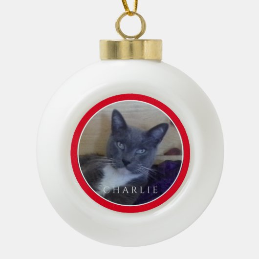 PET LIEBE Keramik Ball Ornament / Rot (Vorderseite)