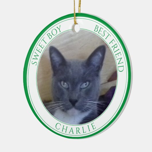 PET LIEBE Keramik Circle Ornament + Text / Grün (Links)