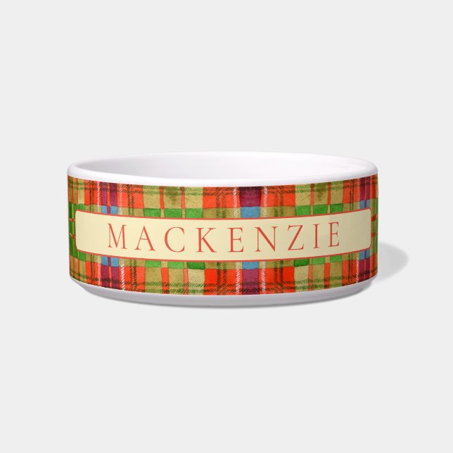 PET-LIEBE Keramik Pet Bowl / Mac Rae Tartan Napf (Vorderseite)