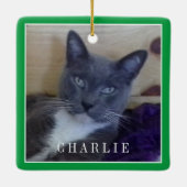 PET LIEBE Keramik Square Ornament / Green (Rückseite)