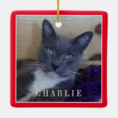 PET LIEBE Keramik Square Ornament / Rot (Rückseite)