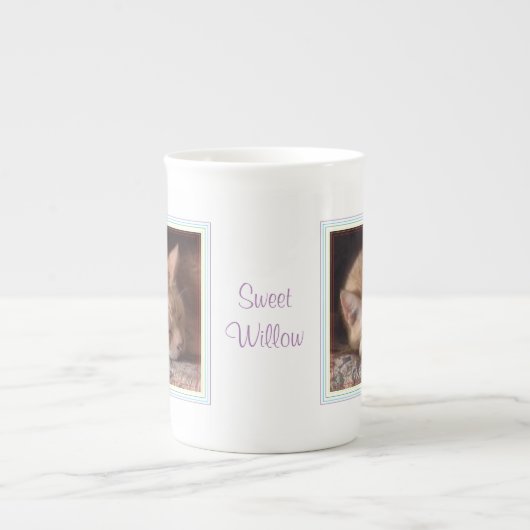 PET-LIEBE Knochen-China Tasse + Text / Regenbogen (Vorderseite)