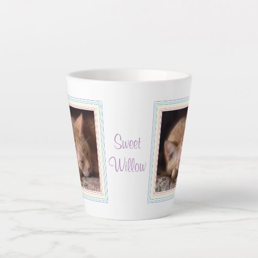 PET-LIEBE Latte Tasse + Text / Regenbogen (Vorderseite)