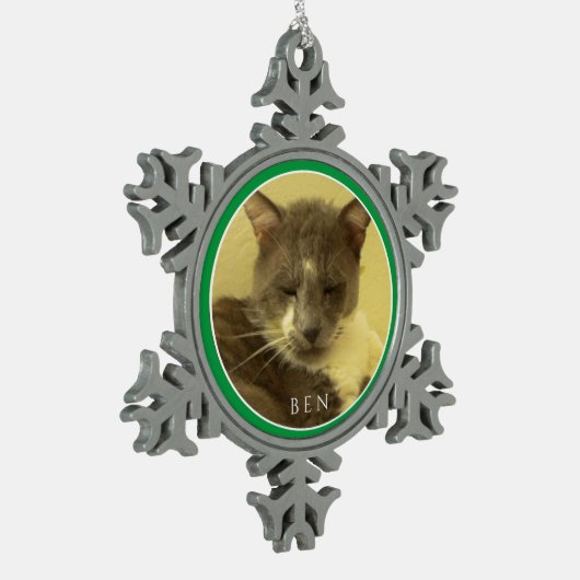 PET LIEBE Pewter Snowflake Ornament / Green (Links)