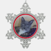 PET-LIEBE Pewter Snowflake Ornament / Rot (Vorderseite)