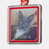 PET LIEBE Premium Square Ornament - Rot Aus Metall (Links)
