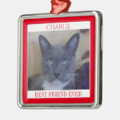 PET LIEBE Premium Square Ornament + Text / Rot (Links)