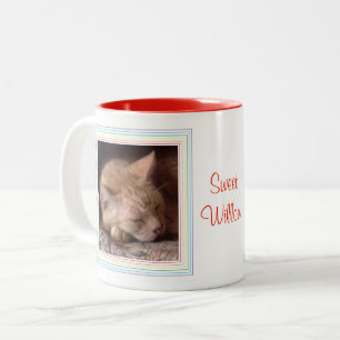 PET LIEBE Rot Zwei-Tonen-Tasse + Text / Regenbogen Zweifarbige Tasse