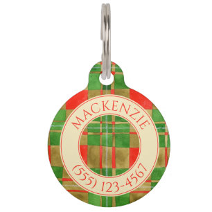 PET LIEBE Round Pet Tag - Mac Gregor Tartan Haustiermarke
