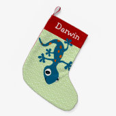 Pet Lizard Blue Christmas Strumpf Kleiner Weihnachtsstrumpf (Vorderansicht (hängend))