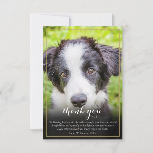 Pet Loss Beileid Foto Dankeskarte (Vorderseite)