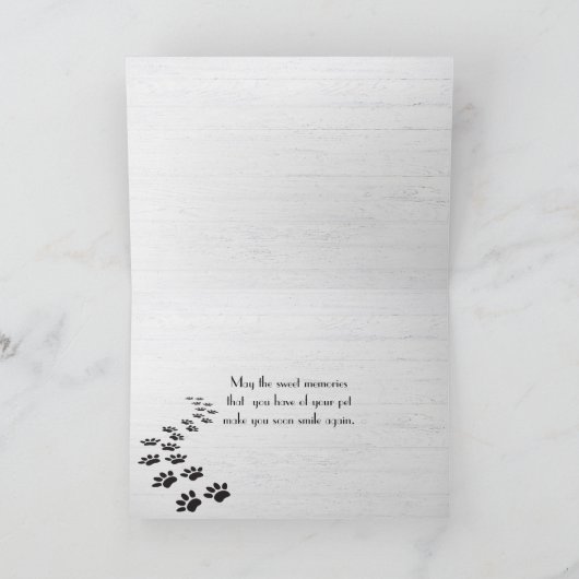 Pet Loss Beileid Gingham Pawprint Karte (Innenseite)