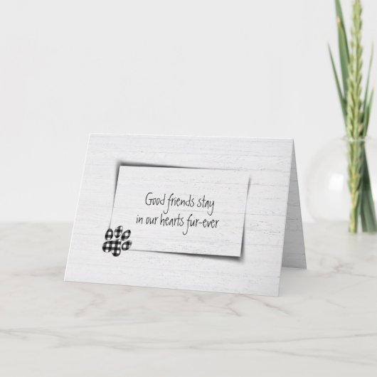 Pet Loss Beileid Gingham Pawprint Karte (Vorderseite)