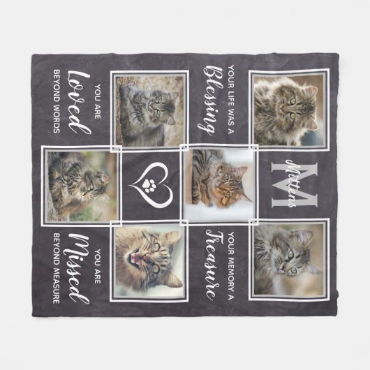 Pet Loss Cat Memorial Geschenk Einzigartiges Foto Fleecedecke (Vorderseite (Horizontal))