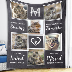 Pet Loss Cat Memorial Geschenk Einzigartiges Foto Fleecedecke