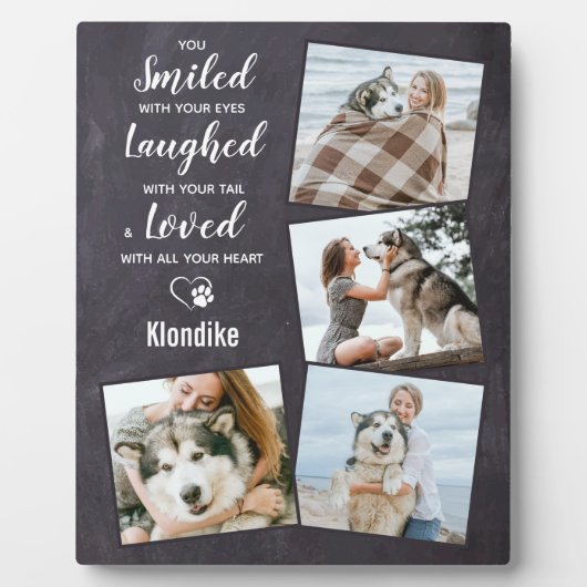 Pet Loss Gift - Rustikales Slate Keepake Hund Memo Fotoplatte (Vorderseite)