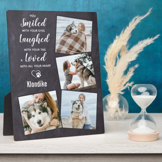 Pet Loss Gift - Rustikales Slate Keepake Hund Memo Fotoplatte (Seite)