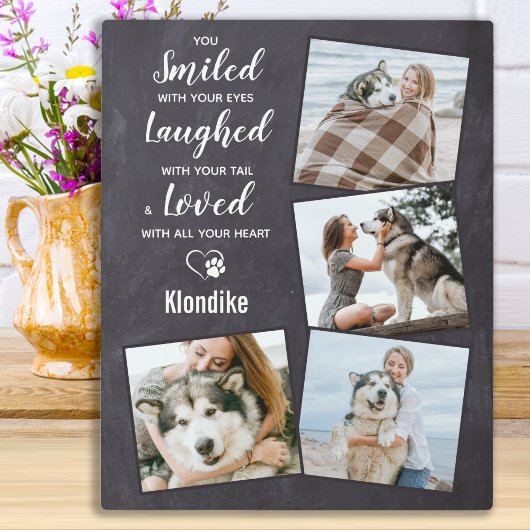Pet Loss Gift - Rustikales Slate Keepake Hund Memo Fotoplatte