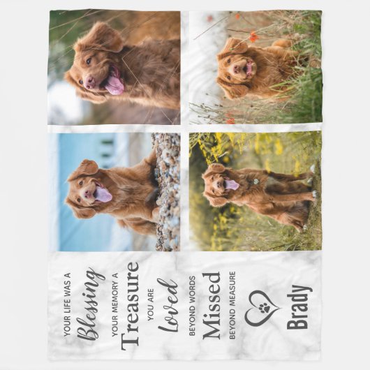 Pet Loss Memorials Keepake Pet Collage Foto Fleecedecke (Vorderseite)