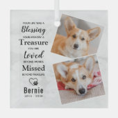Pet Loss Personalisiert Modernes Dog Memorial 2 Fo Ornament Aus Glas (Vorderseite)