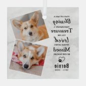 Pet Loss Personalisiert Modernes Dog Memorial 2 Fo Ornament Aus Glas (Rückseite)