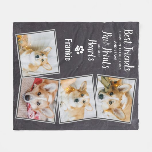 Pet Loss Quote Foto Collage Pet Dog Memorial Fleecedecke (Vorderseite (Horizontal))