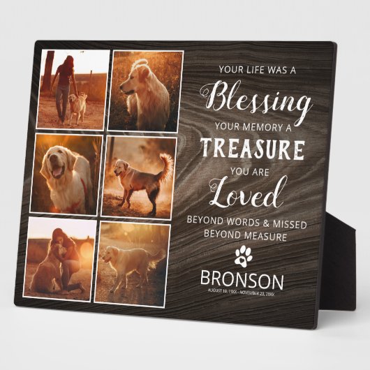 Pet Loss Rustic Memorial Foto Collage Plaque Fotoplatte (Seite)