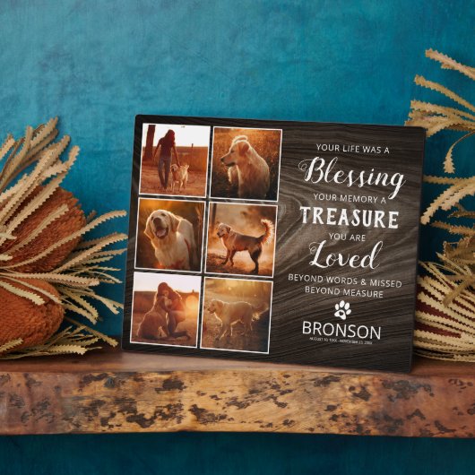 Pet Loss Rustic Memorial Foto Collage Plaque Fotoplatte (Seite)