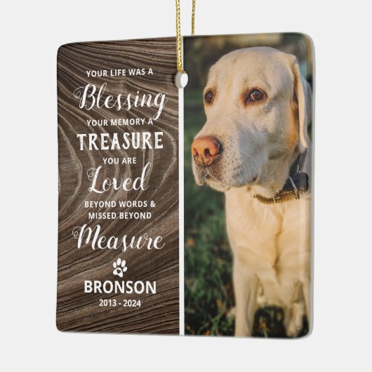 Pet Loss Rustic Memorial Foto Weihnachten Keramikornament (Links)