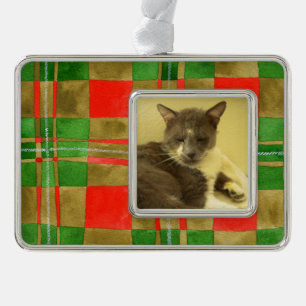 PET LOVE Gerahmter Horiz Ornament / MacGregor Plai Rahmen-Ornament Silber