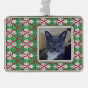 PET LOVE Gerahmter horizontaler Schmuck / Xmas Str Rahmen-Ornament Silber