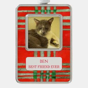 PET LOVE Rahmenvert Ornament + Text RotScottPlaid Rahmen-Ornament Silber