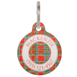 PET LOVE Runde Hundemarke / Mac Bain Tartan Haustiermarke