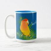 Pet Lovebird Parrot Gelbe Lutino Blätter Blauer Na Zweifarbige Tasse (Links)